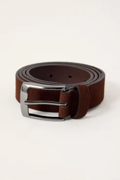 Bracken Slim Suede Leather Belt Brown