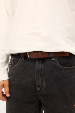 Bracken Slim Suede Leather Belt Brown