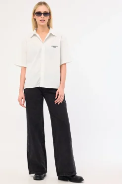 Break Oversize Cropped Shirt Light Green Check