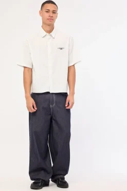 Break Oversize Cropped Shirt Light Green Check