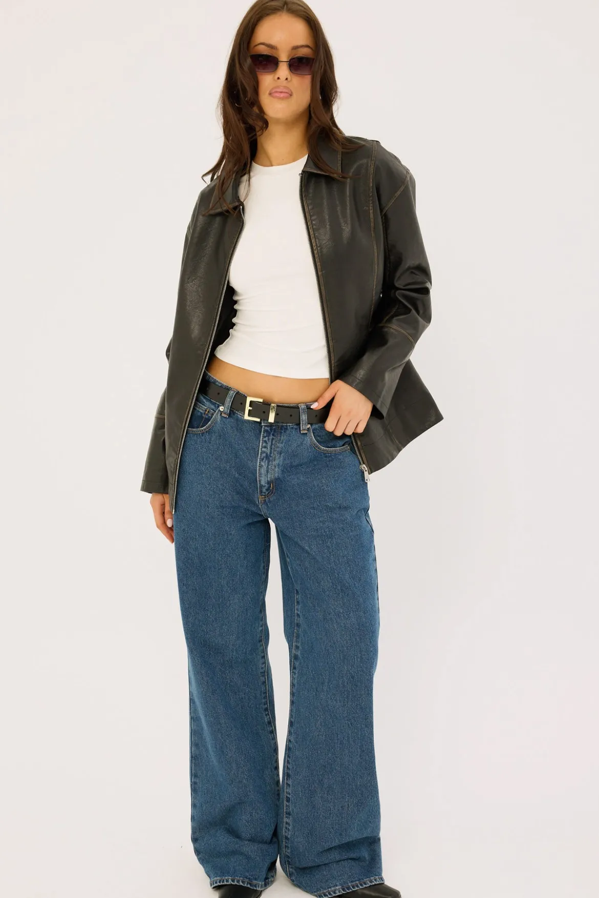 Bree Washed PU Jacket Washed Black