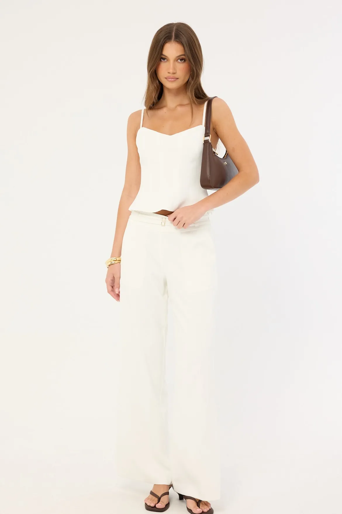 Bridgette Mid Rise Buckle Pant Off-White