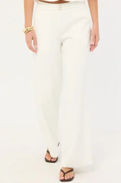 Bridgette Mid Rise Buckle Pant Off-White