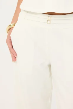Bridgette Mid Rise Buckle Pant Off-White