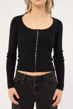 Brielle Long Sleeve Knit Top Black