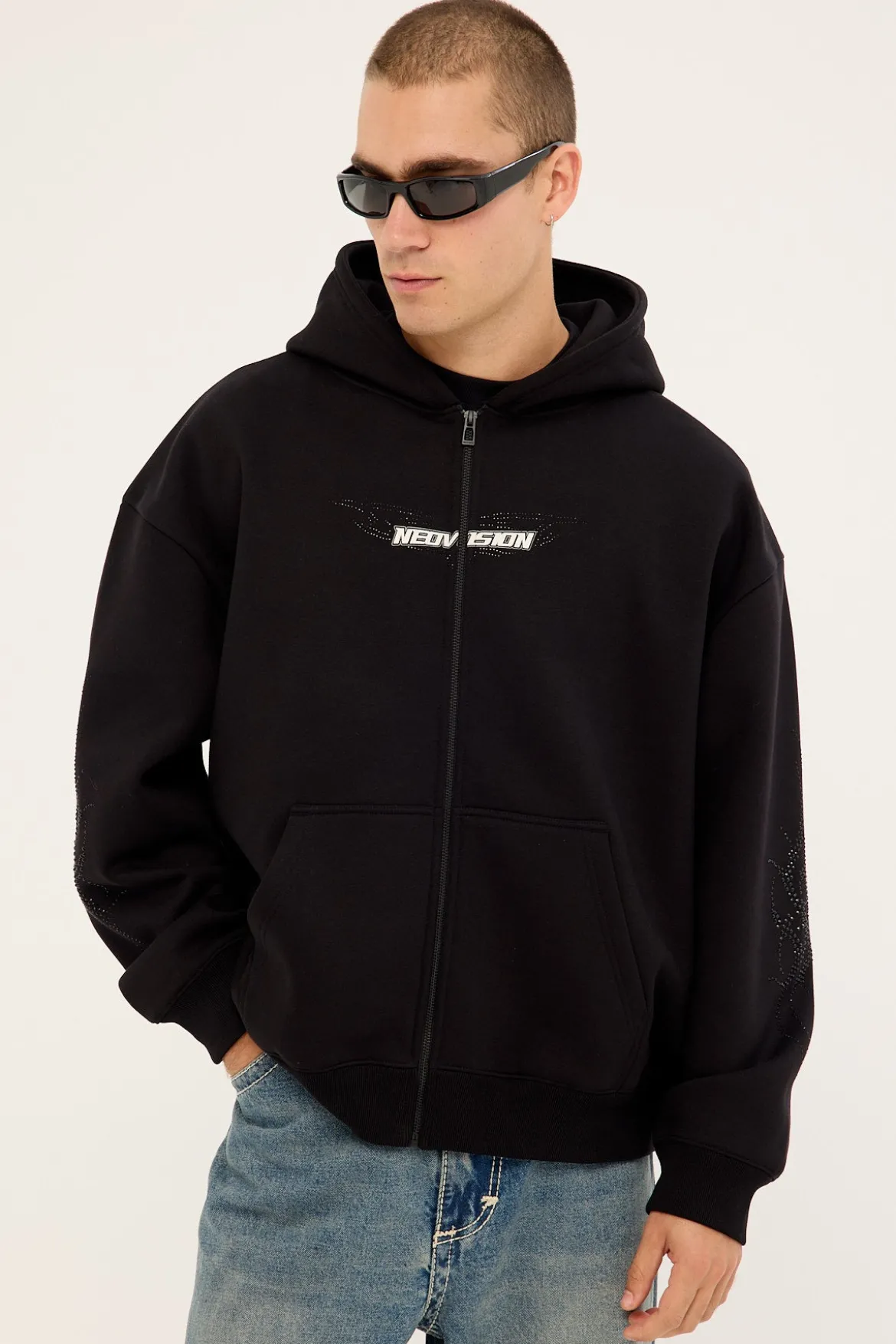 Brimstone Zip Through Street Hoodie Black