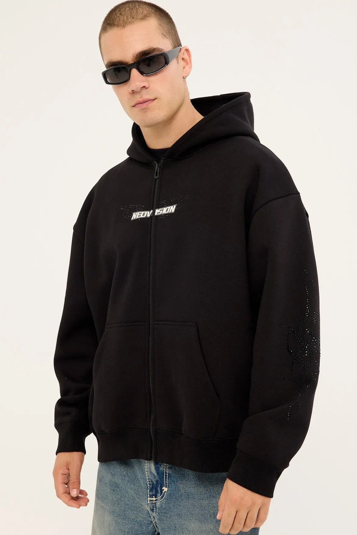 Brimstone Zip Through Street Hoodie Black