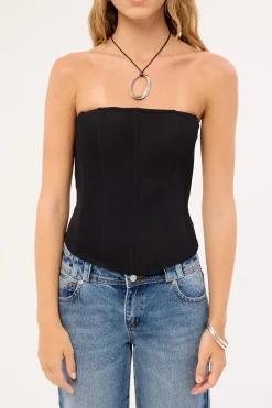Bruna Strapless Mesh Corset Top Black