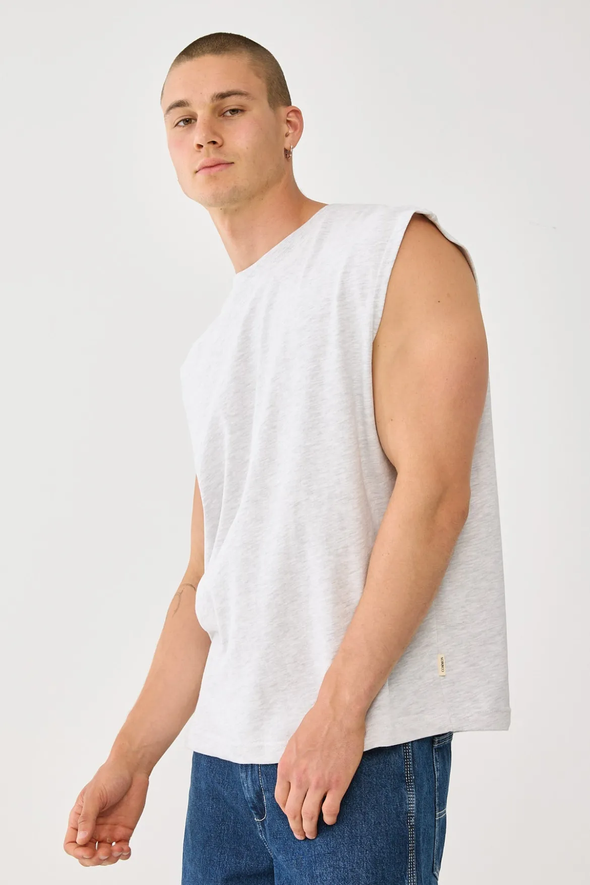 Brushed Cotton Muscle Tank Snow Marle