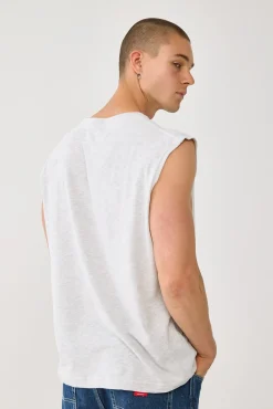 Brushed Cotton Muscle Tank Snow Marle