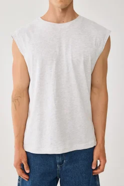 Brushed Cotton Muscle Tank Snow Marle