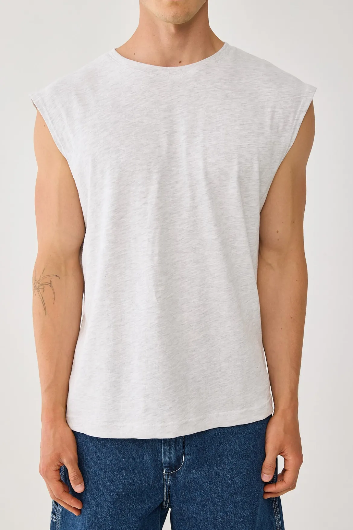 Brushed Cotton Muscle Tank Snow Marle