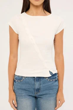 Brynn Button T-shirt Off White