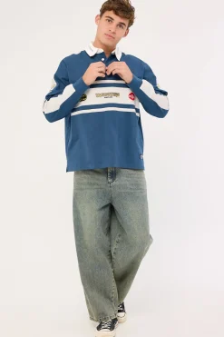 Burner Long Sleeve Rugby Polo Blue