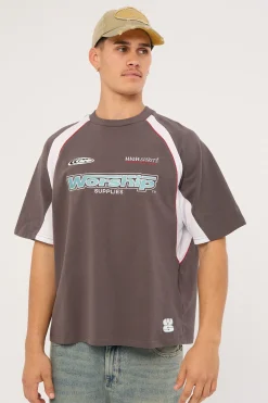 Burner Oversize Raglan Panel Tee Worn Black