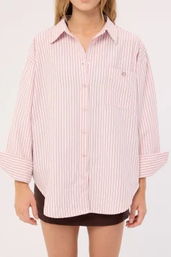 Callie Stripe Long Sleeve Shirt Pink Stripe