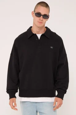 Calvin Klein Woven Label Relaxed Rugby CK Black
