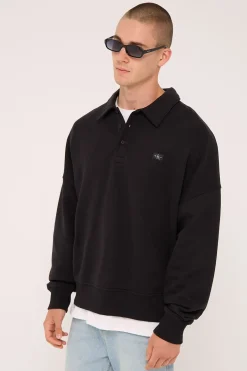 Calvin Klein Woven Label Relaxed Rugby CK Black
