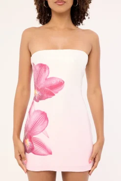 Calypso Sequin Strapless Mini Dress Pink Print