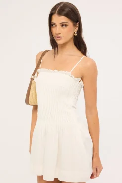 Cameron Pintuck Mini Dress White