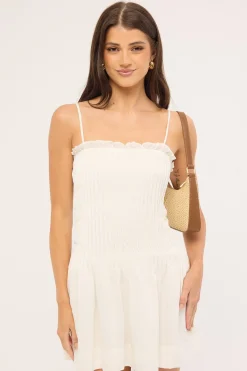Cameron Pintuck Mini Dress White