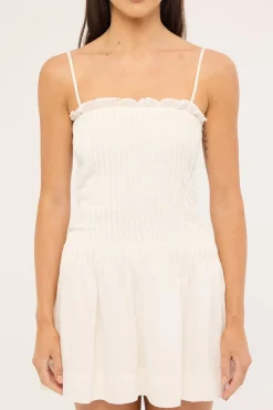 Cameron Pintuck Mini Dress White