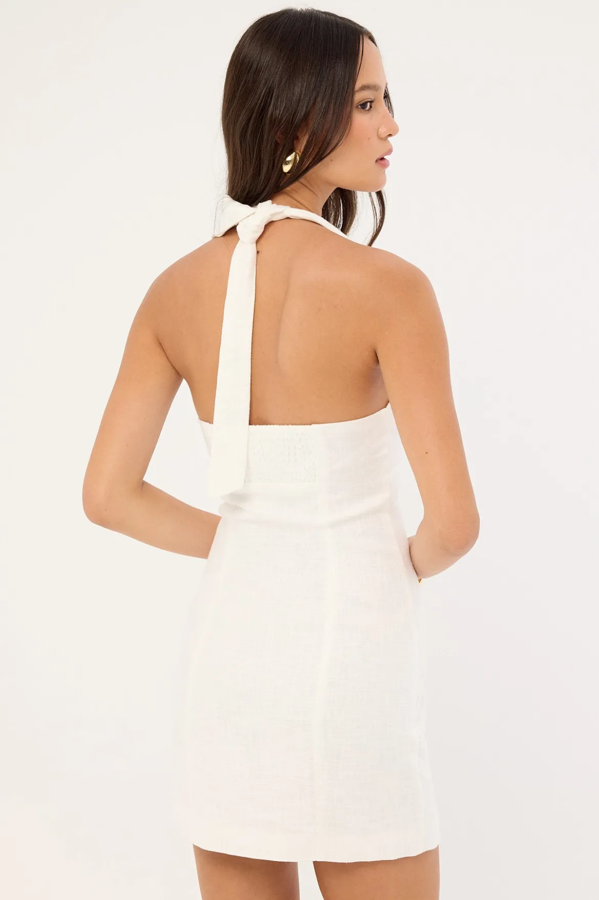 Camilia Halter Mini Dress White