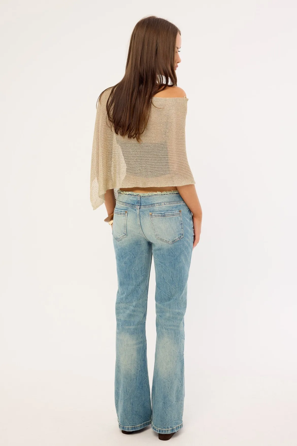 Cammie Low Rise Lace Up Jean Dirty Crinkle Blue