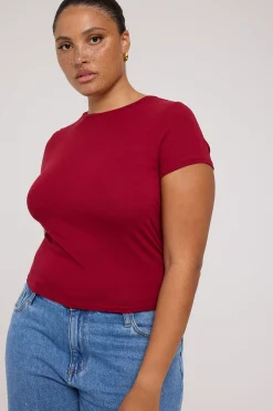 Cap Sleeve Tee Wine