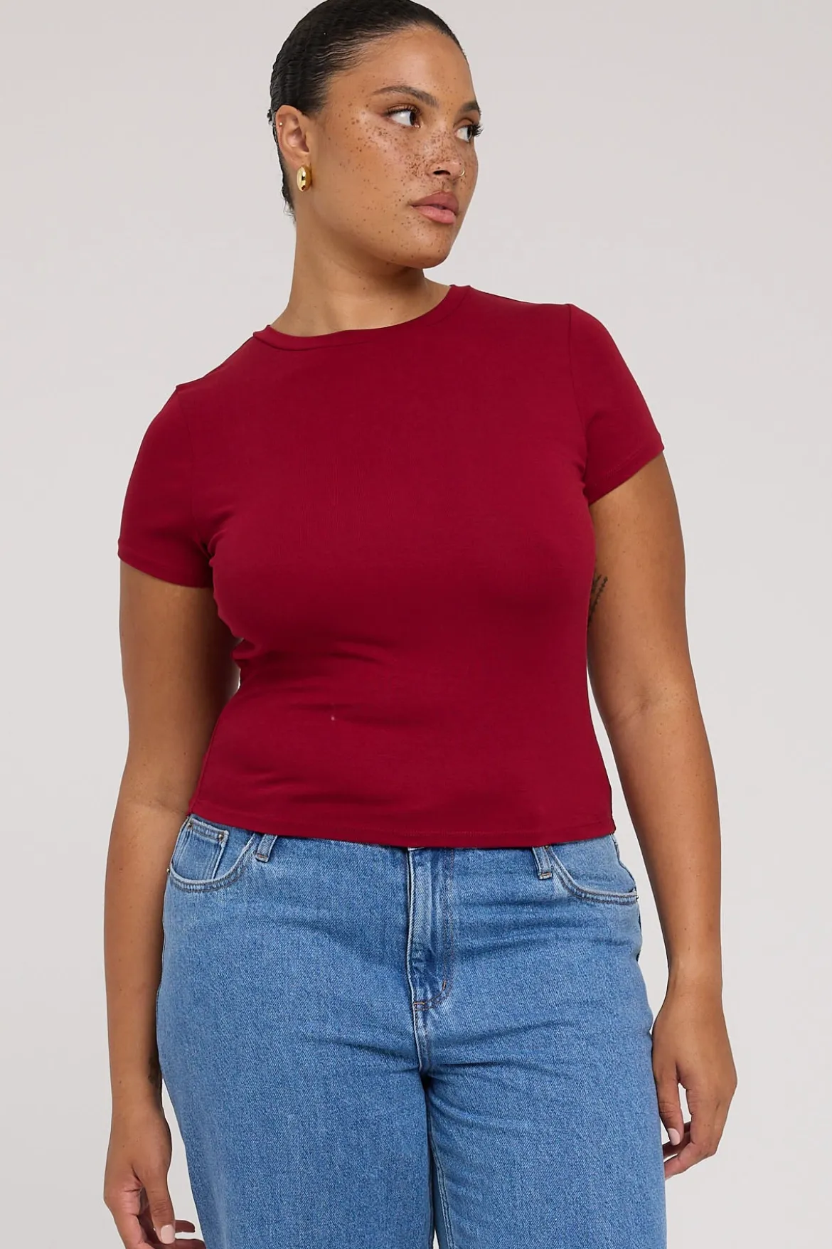 Cap Sleeve Tee Wine