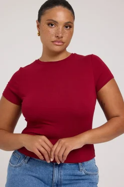 Cap Sleeve Tee Wine