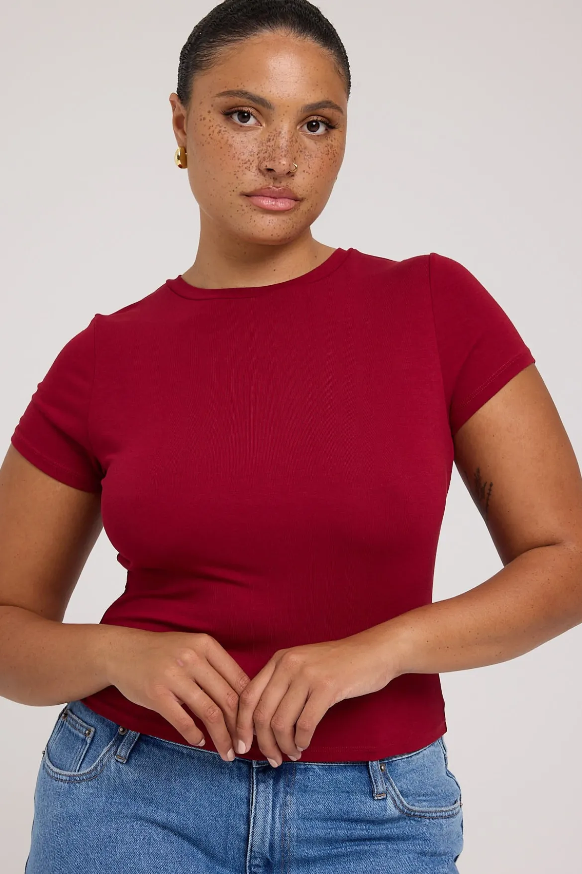 Cap Sleeve Tee Wine