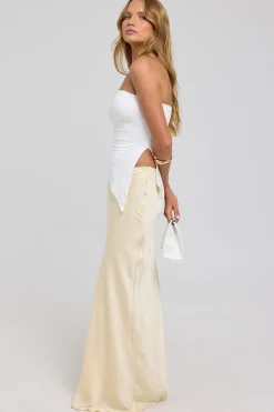 Capri Mid Rise Maxi Skirt Lemon