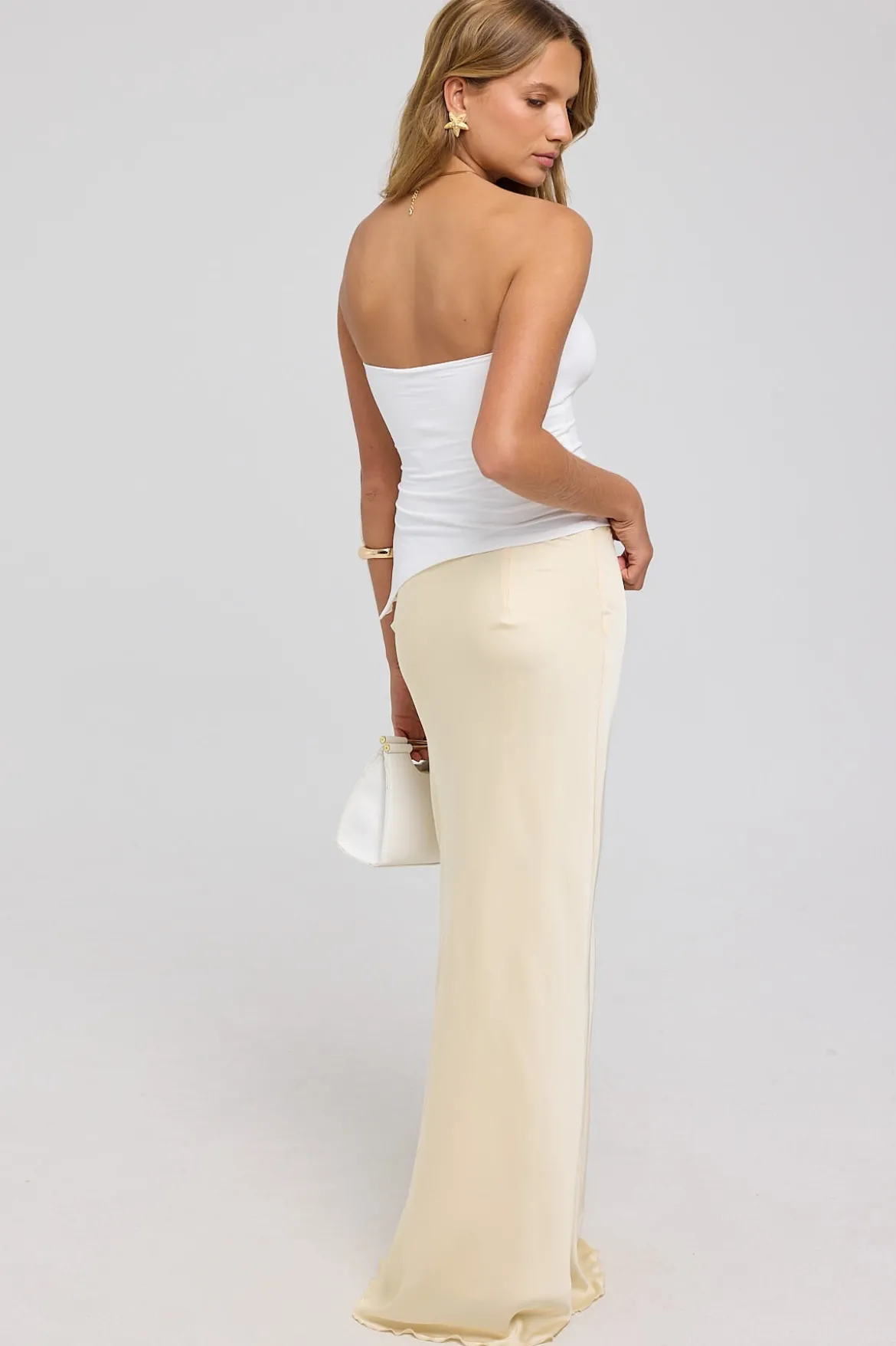 Capri Mid Rise Maxi Skirt Lemon