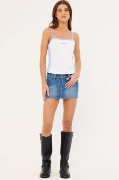 Carmelo Contrast Cami Top Retro Blue & White