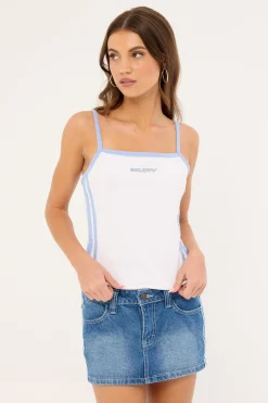 Carmelo Contrast Cami Top Retro Blue & White
