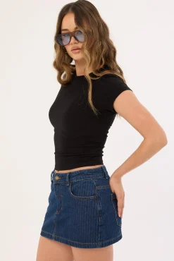 Carmen Skirt Rib Rinsed Ink
