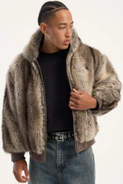 Cast Hooded Zip Through Faux Fur Jacket Light Brown