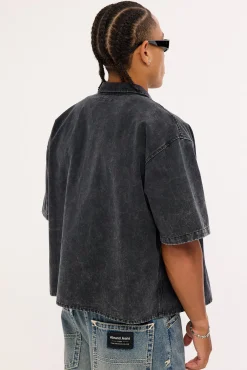 Cast Oversize Cropped Shirt Acid Black