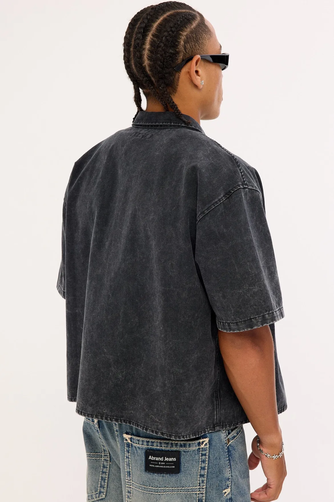 Cast Oversize Cropped Shirt Acid Black