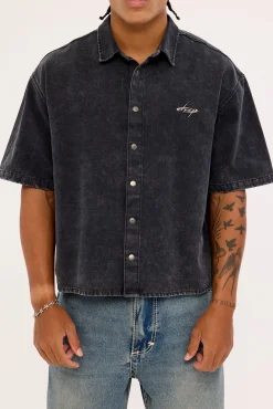 Cast Oversize Cropped Shirt Acid Black