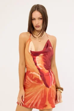 Cattleya Cowl Mini Dress Floral