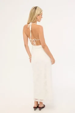 Celeste Lace Midi Dress White