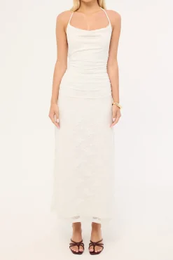 Celeste Lace Midi Dress White