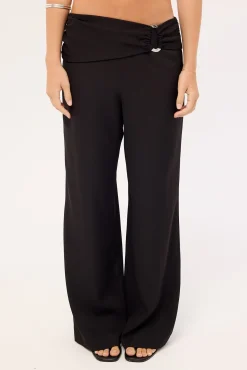 Celestia Buckle Mid Rise Pant Black