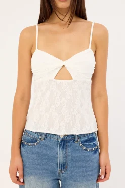 Celina Sequin Lace Cami Top White