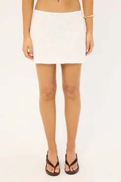 Celina Sequin Lace Mini Skirt White