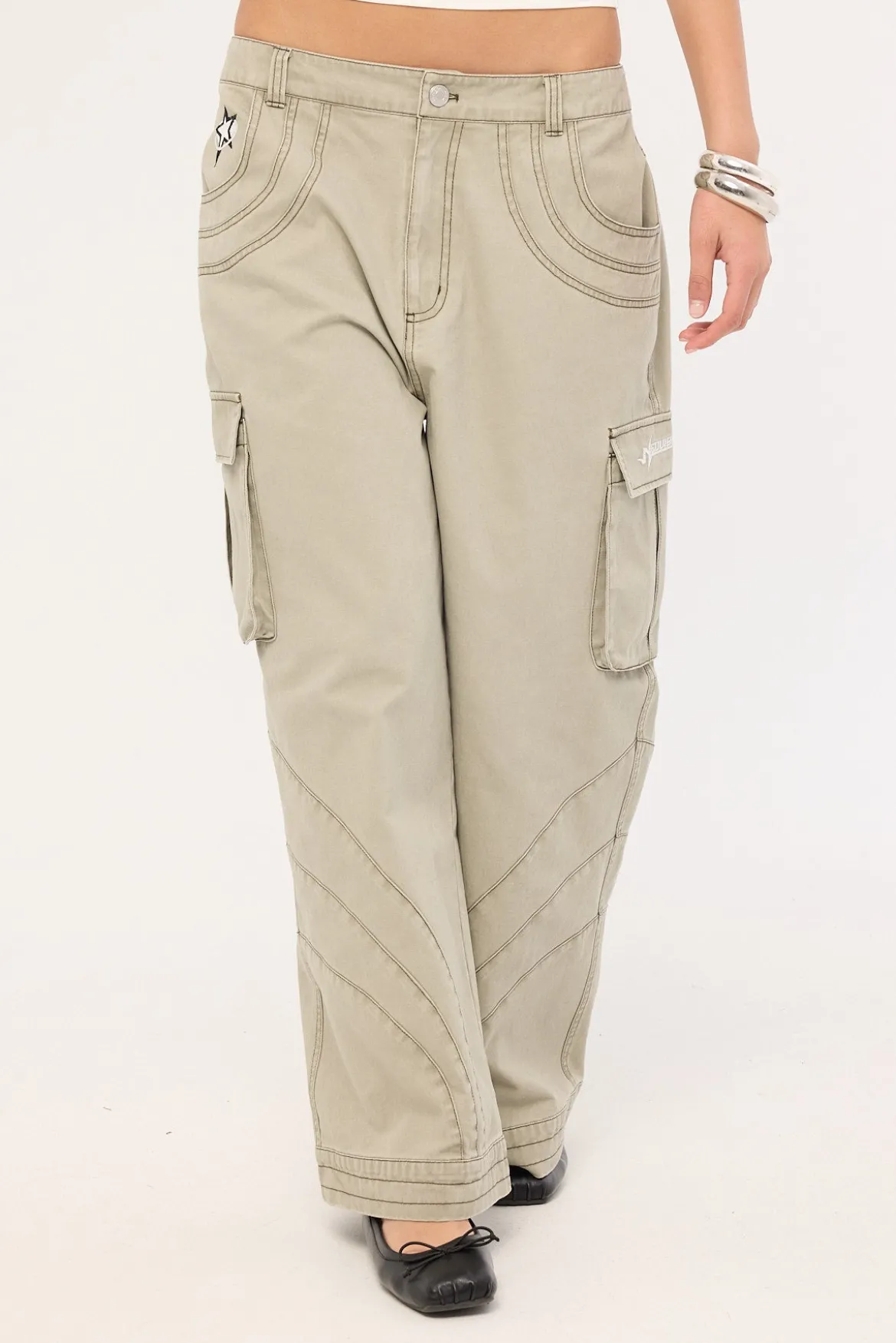 Censored Panelled Cargo Pant Stone