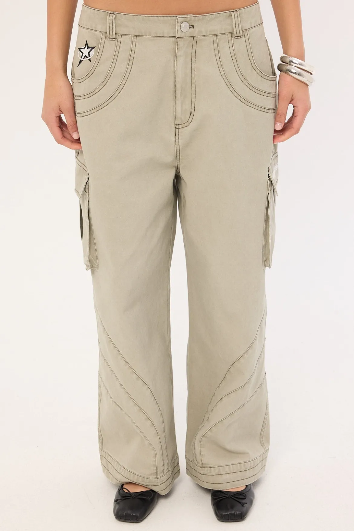 Censored Panelled Cargo Pant Stone