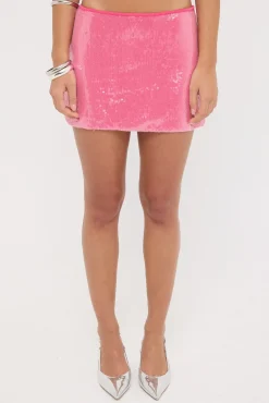 Chandelier Sequin Mini Skirt Pink